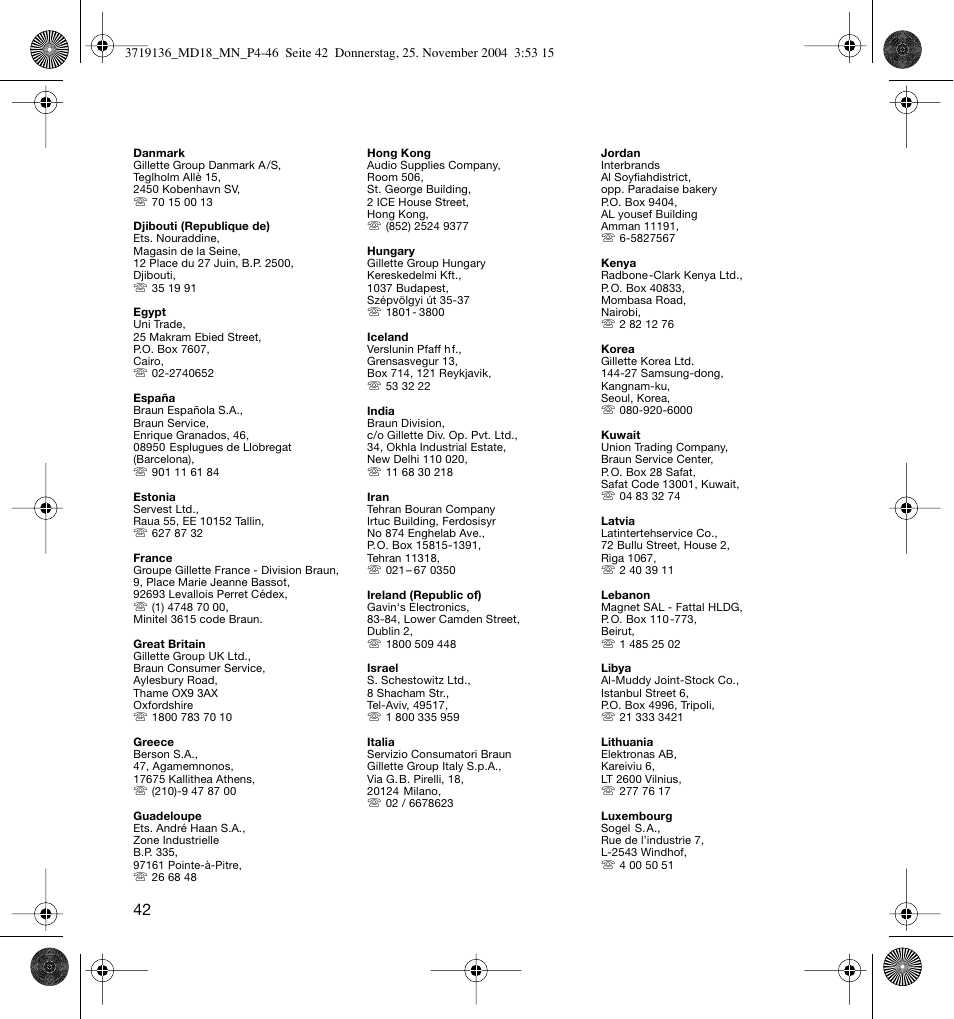 Braun MD18 Professional Care OxyJet User Manual | Page 42 / 44