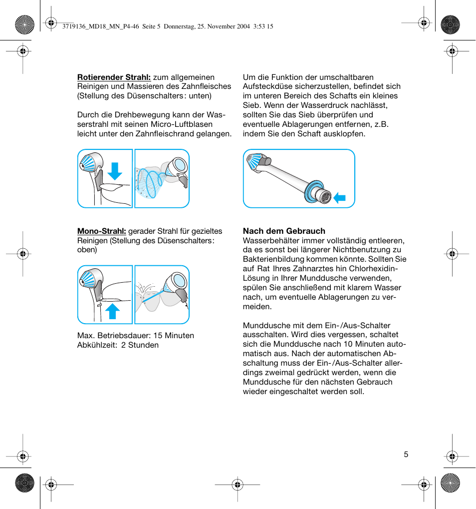 Braun MD18 Professional Care OxyJet User Manual | Page 5 / 44