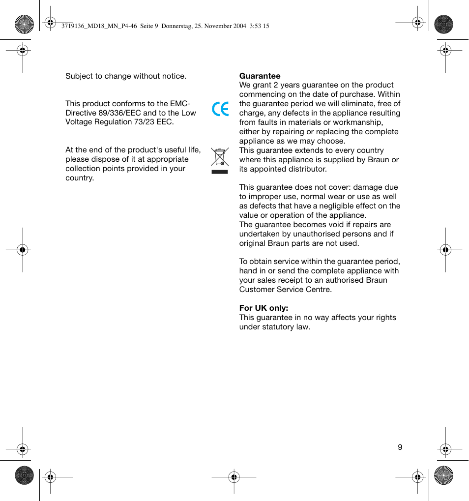 Braun MD18 Professional Care OxyJet User Manual | Page 9 / 44
