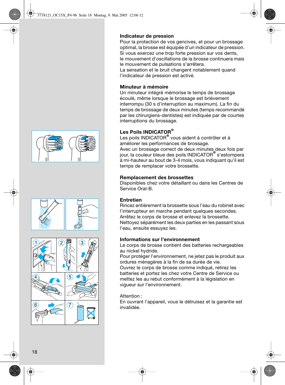 Braun OC15A Professional Care Center User Manual | Page 18 / 95