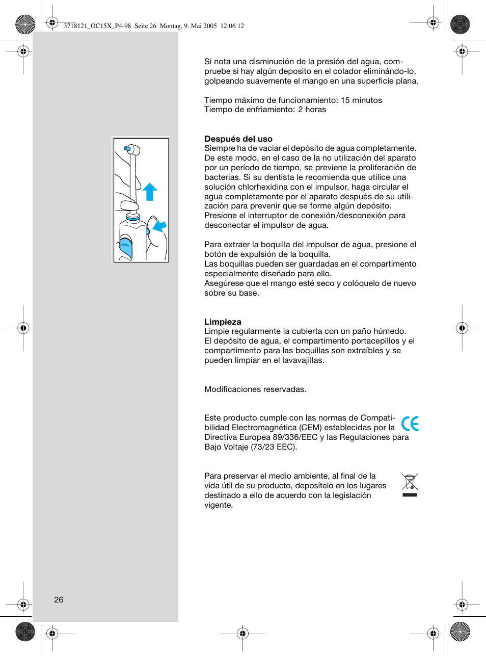 Braun OC15A Professional Care Center User Manual | Page 26 / 95