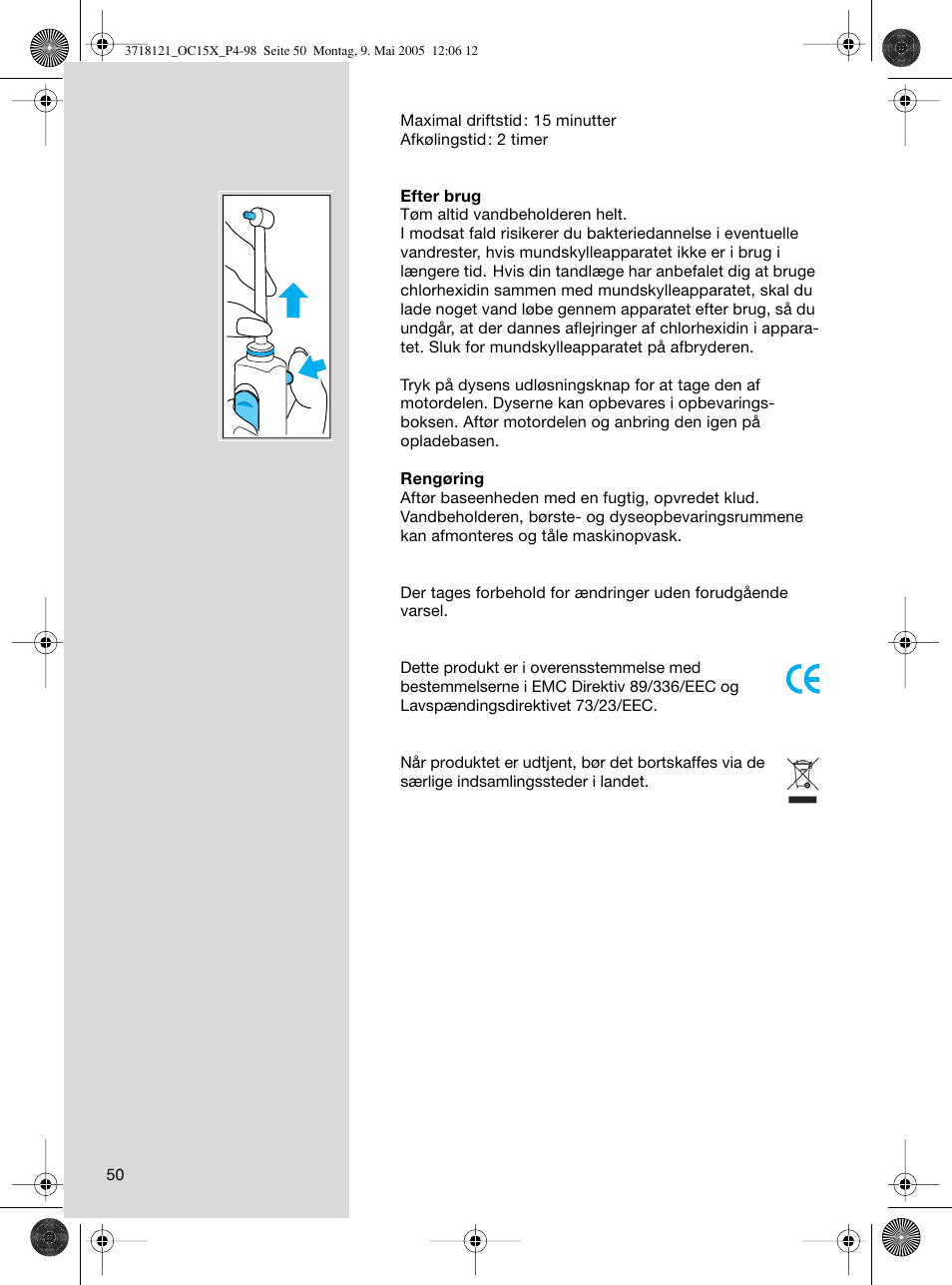 Braun OC15A Professional Care Center User Manual | Page 50 / 95