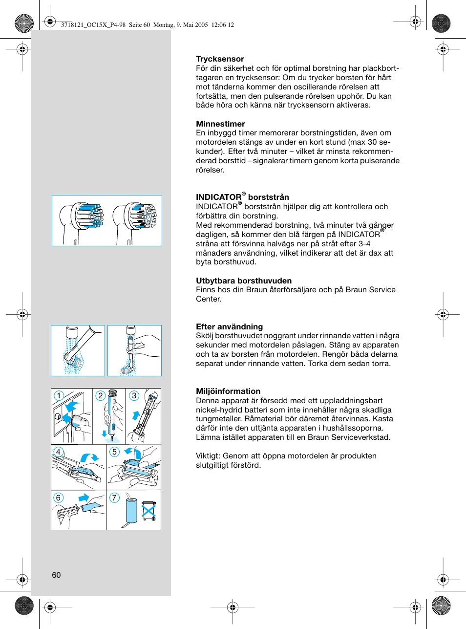 Braun OC15A Professional Care Center User Manual | Page 60 / 95