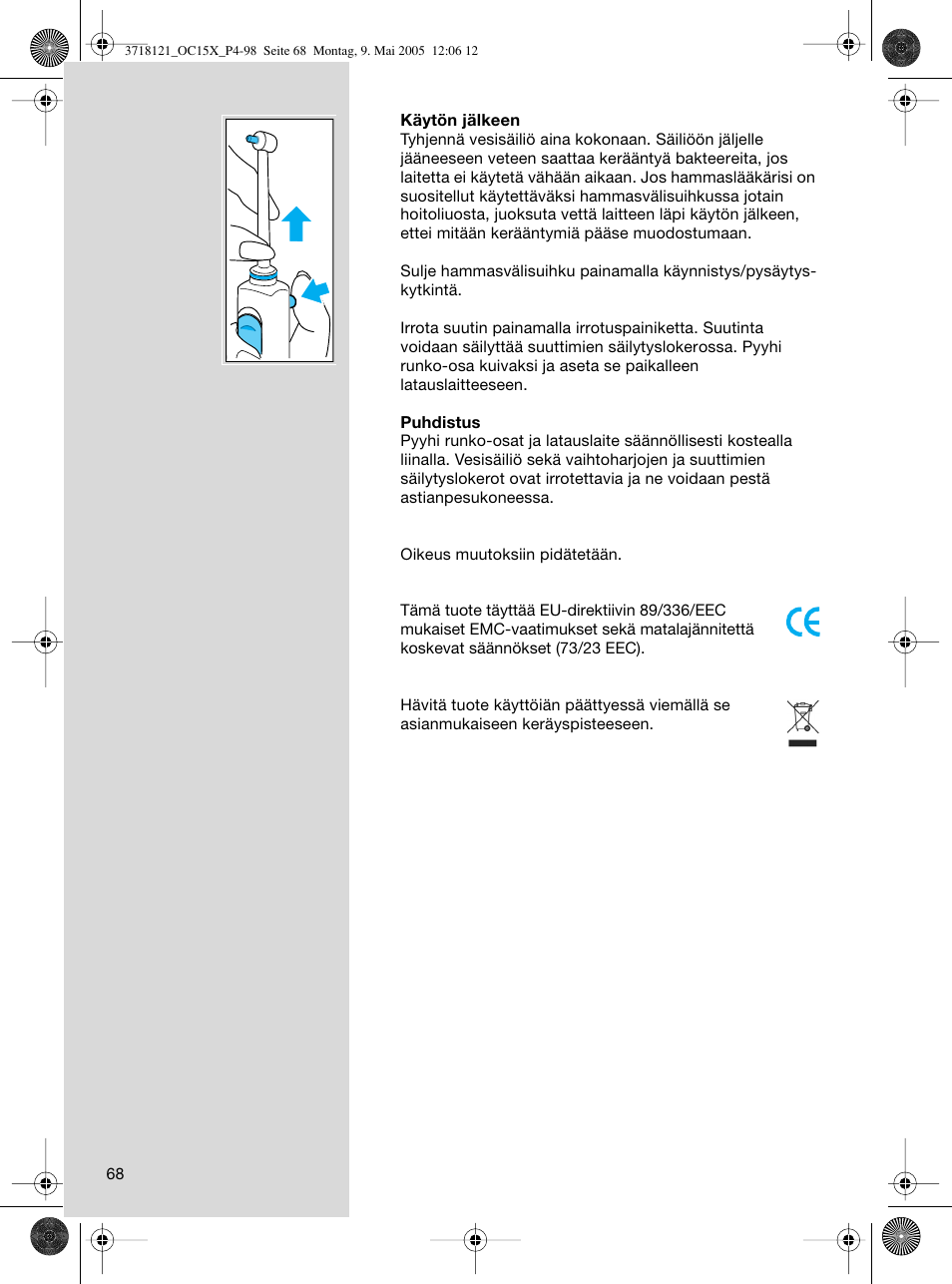 Braun OC15A Professional Care Center User Manual | Page 68 / 95