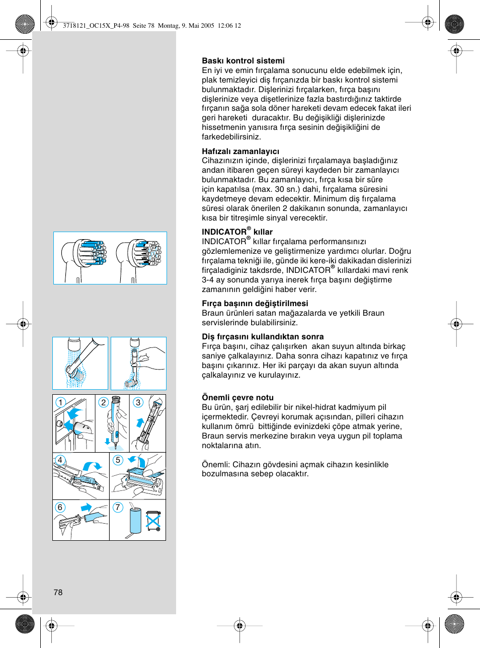 Braun OC15A Professional Care Center User Manual | Page 78 / 95