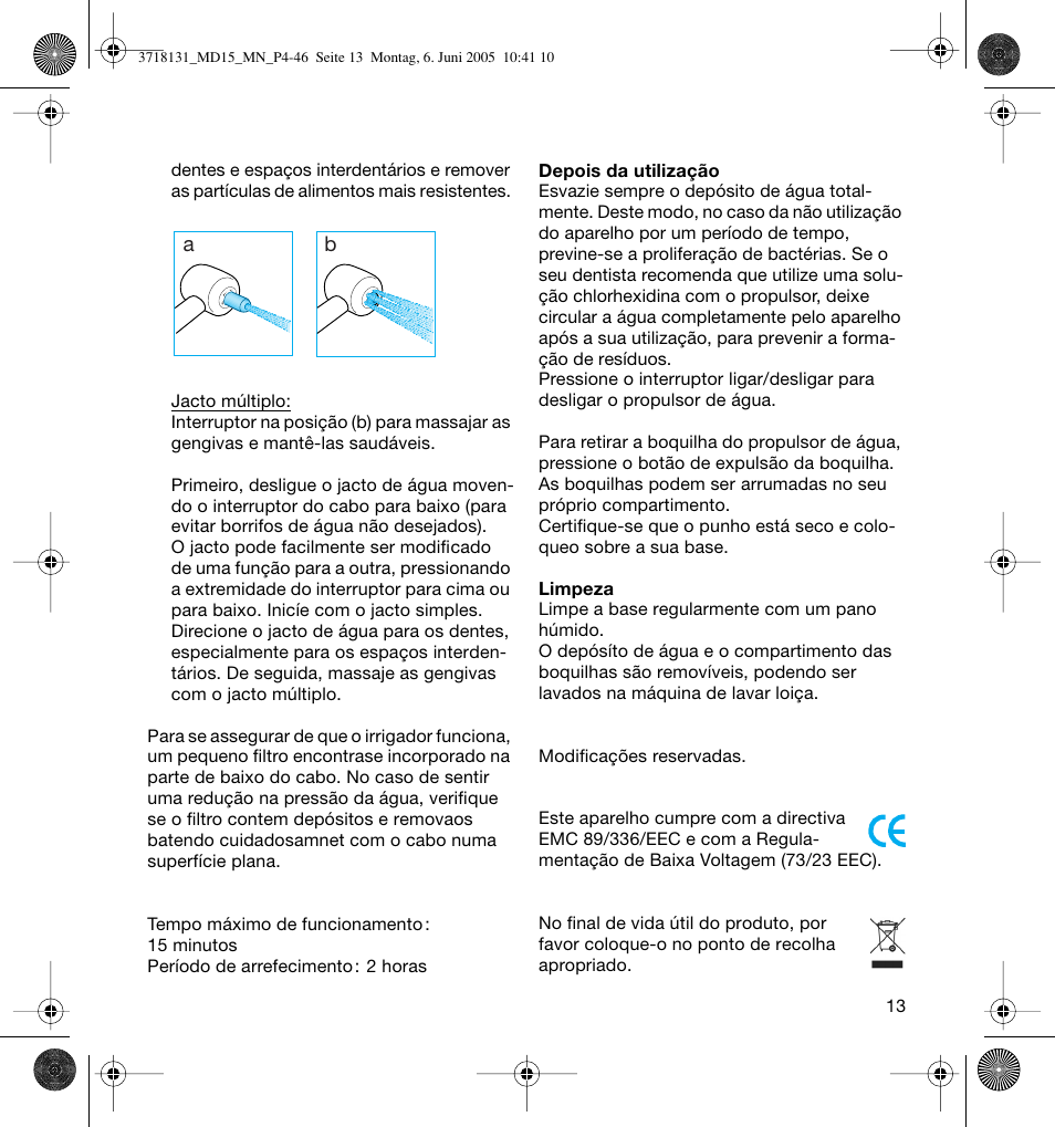 Braun MD15A Professional Care WaterJet User Manual | Page 13 / 46