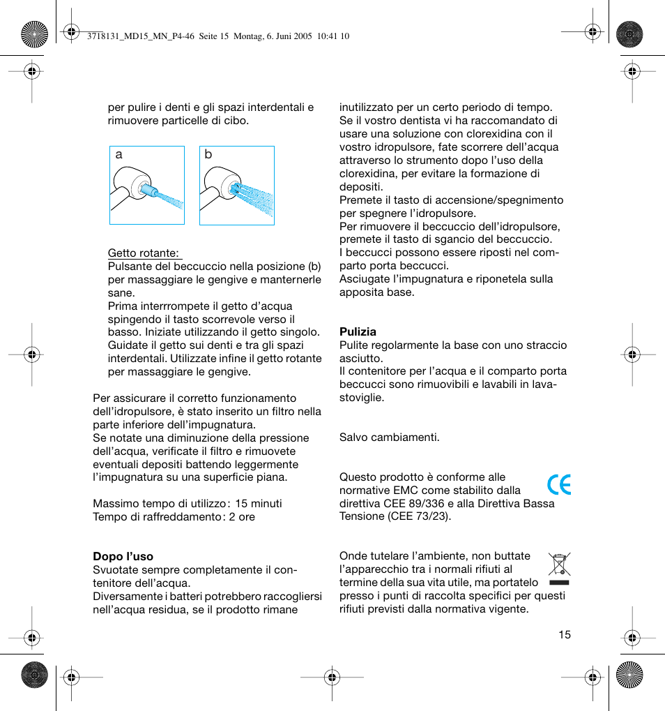 Braun MD15A Professional Care WaterJet User Manual | Page 15 / 46