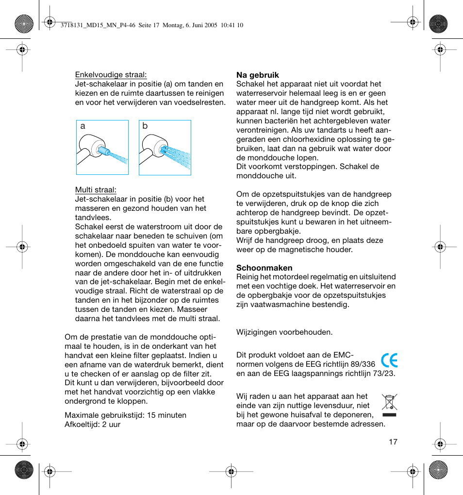 Braun MD15A Professional Care WaterJet User Manual | Page 17 / 46