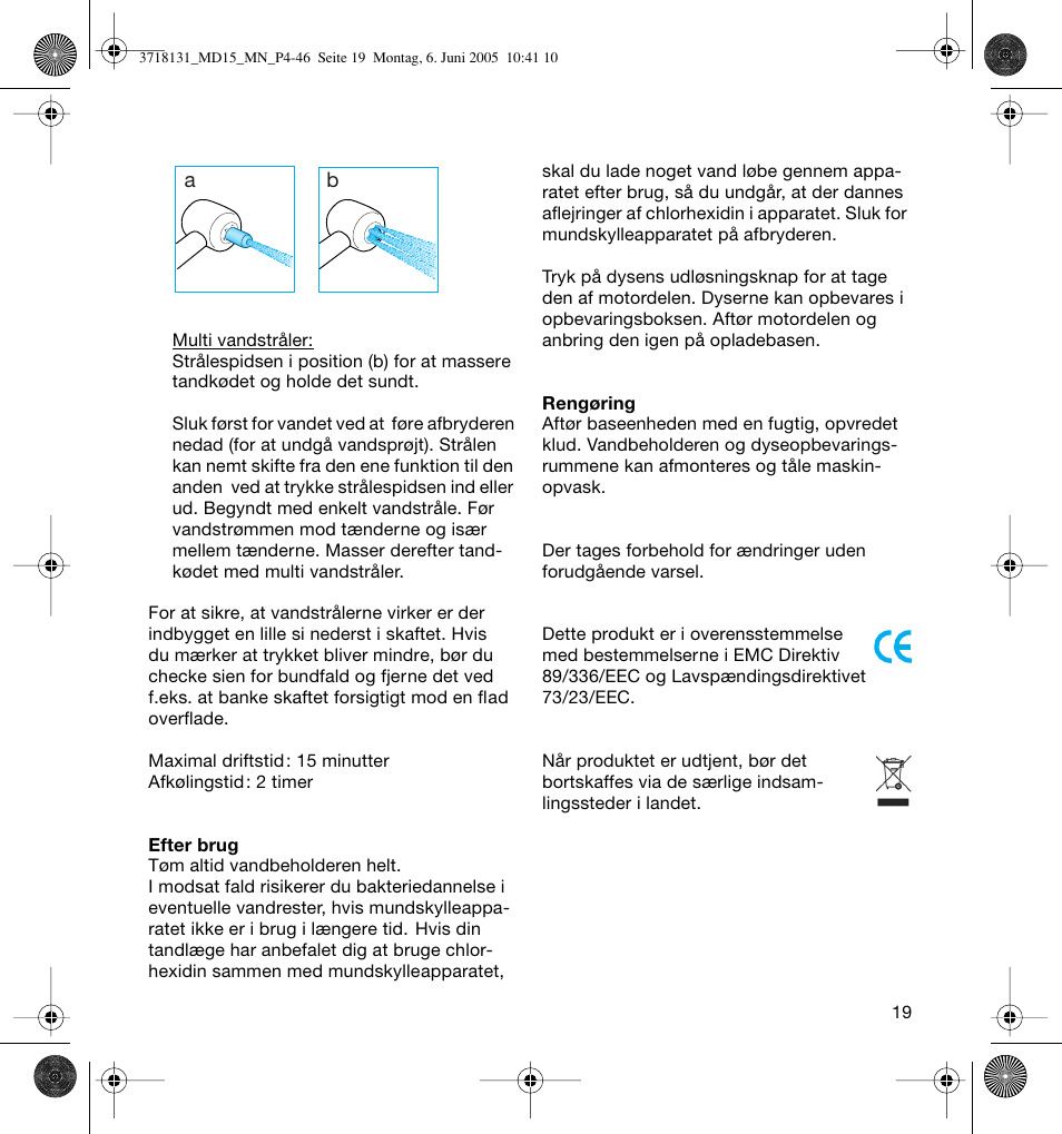 Braun MD15A Professional Care WaterJet User Manual | Page 19 / 46