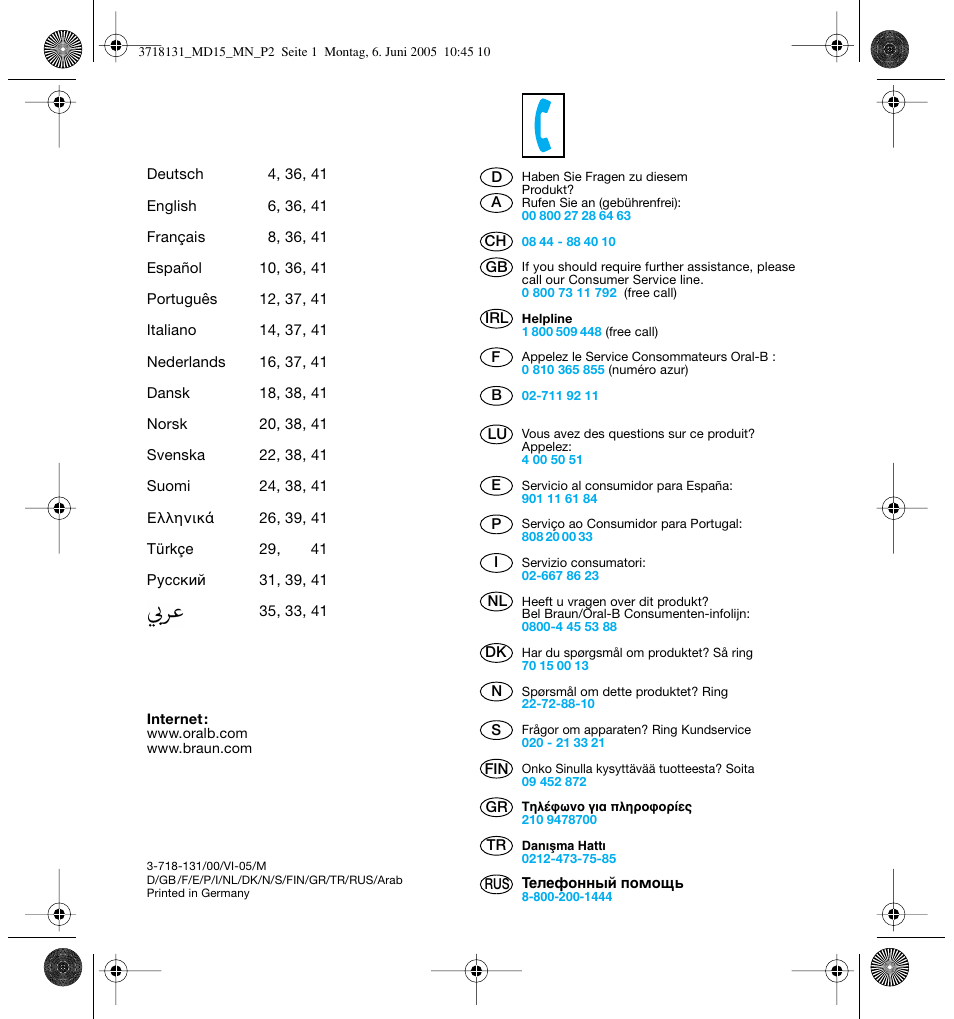 Braun MD15A Professional Care WaterJet User Manual | Page 2 / 46