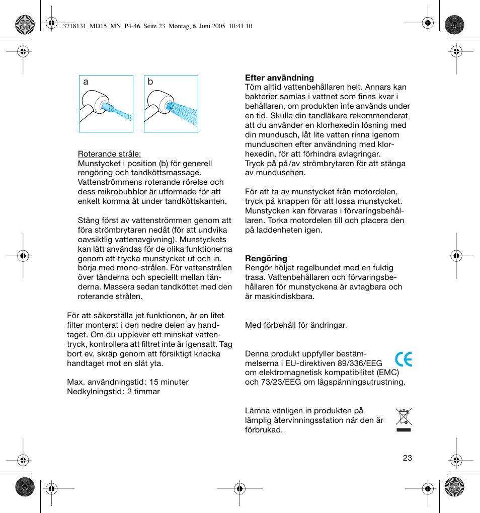 Braun MD15A Professional Care WaterJet User Manual | Page 23 / 46