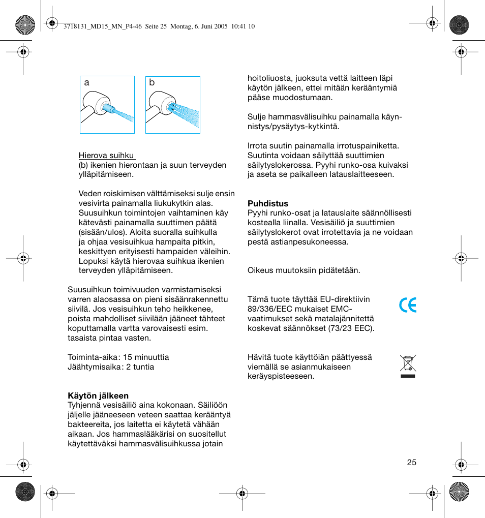 Braun MD15A Professional Care WaterJet User Manual | Page 25 / 46