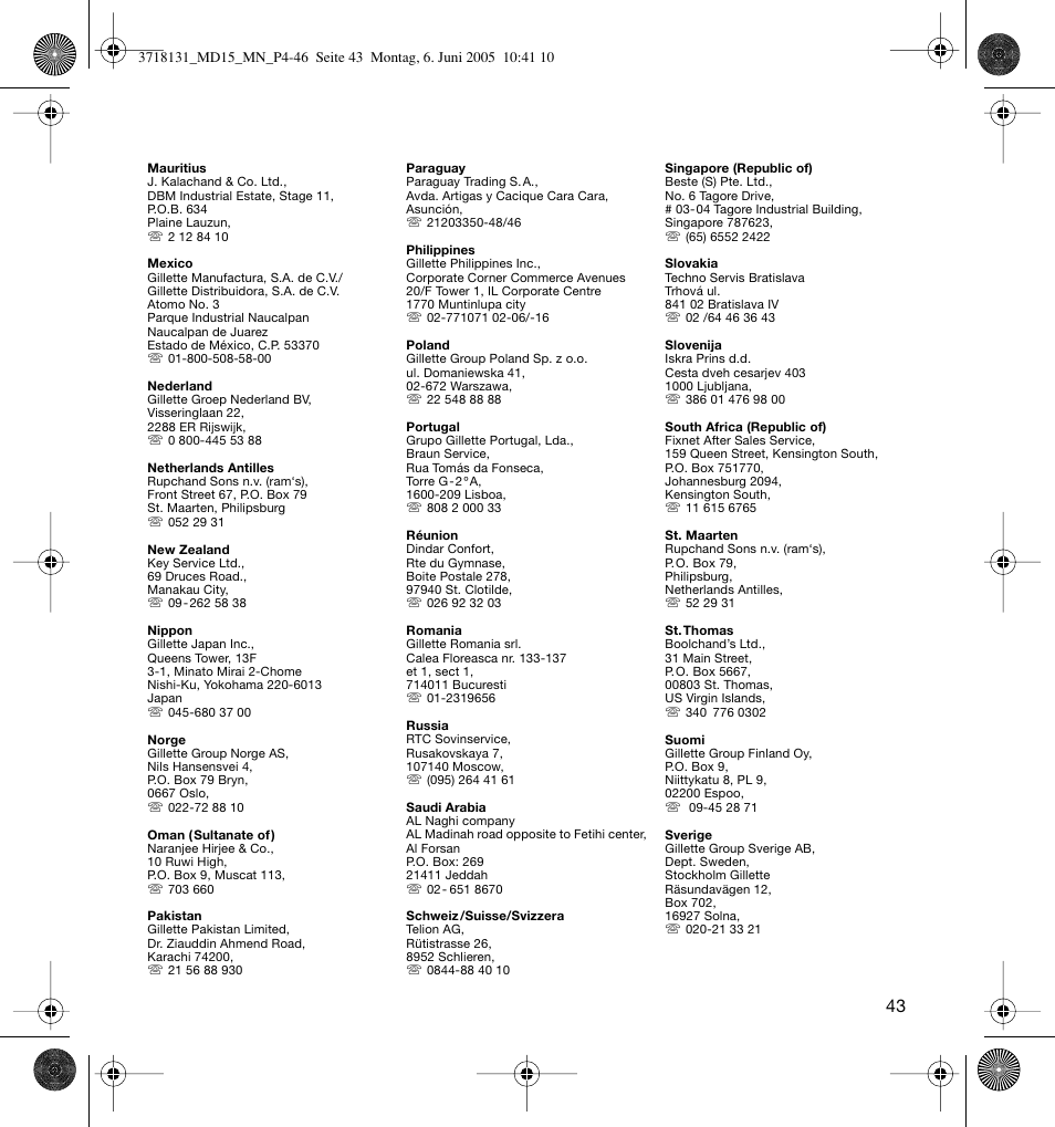 Braun MD15A Professional Care WaterJet User Manual | Page 43 / 46