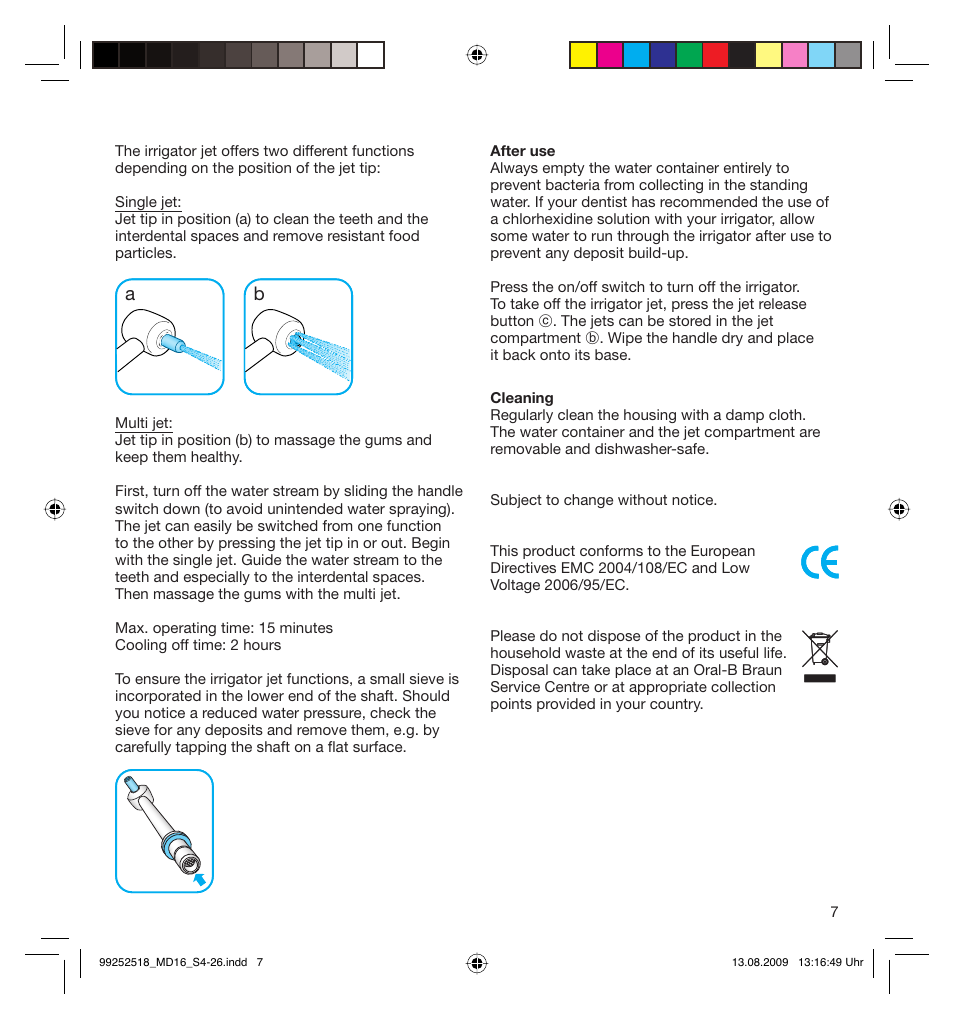 Braun MD16 Professional Care 6500 WaterJet User Manual | Page 7 / 23