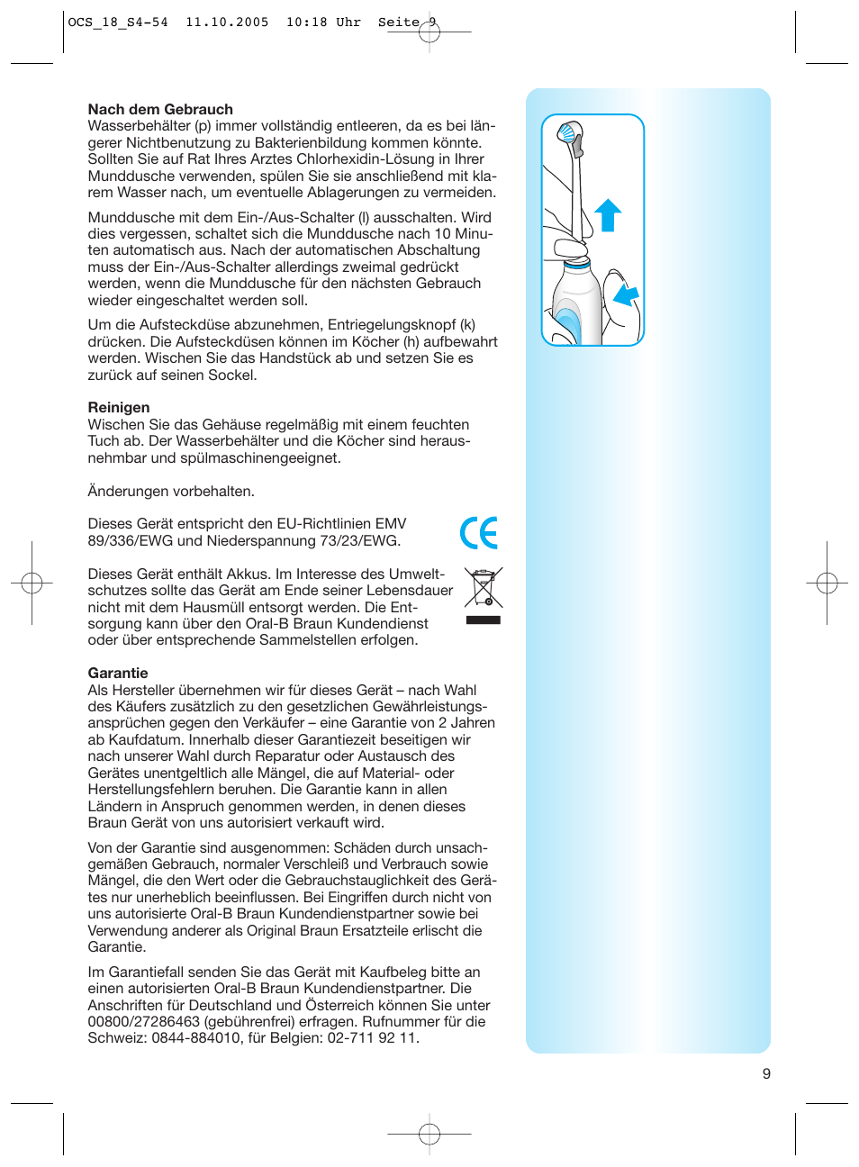 Braun Sonic Complete OxyJet Center User Manual | Page 9 / 53