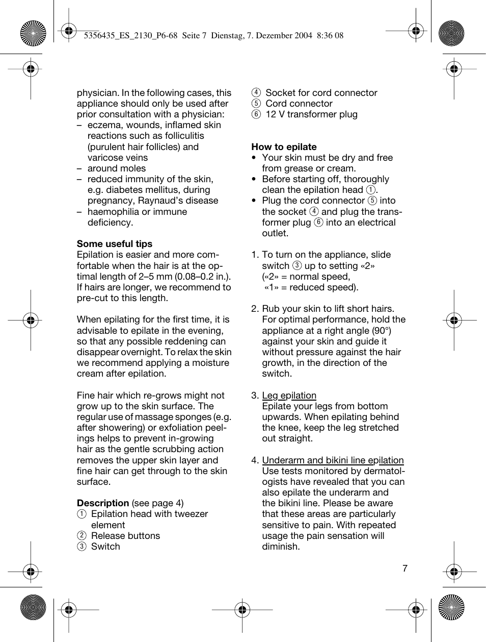 Braun 2120 Silk-épil EverSoft User Manual | Page 6 / 62