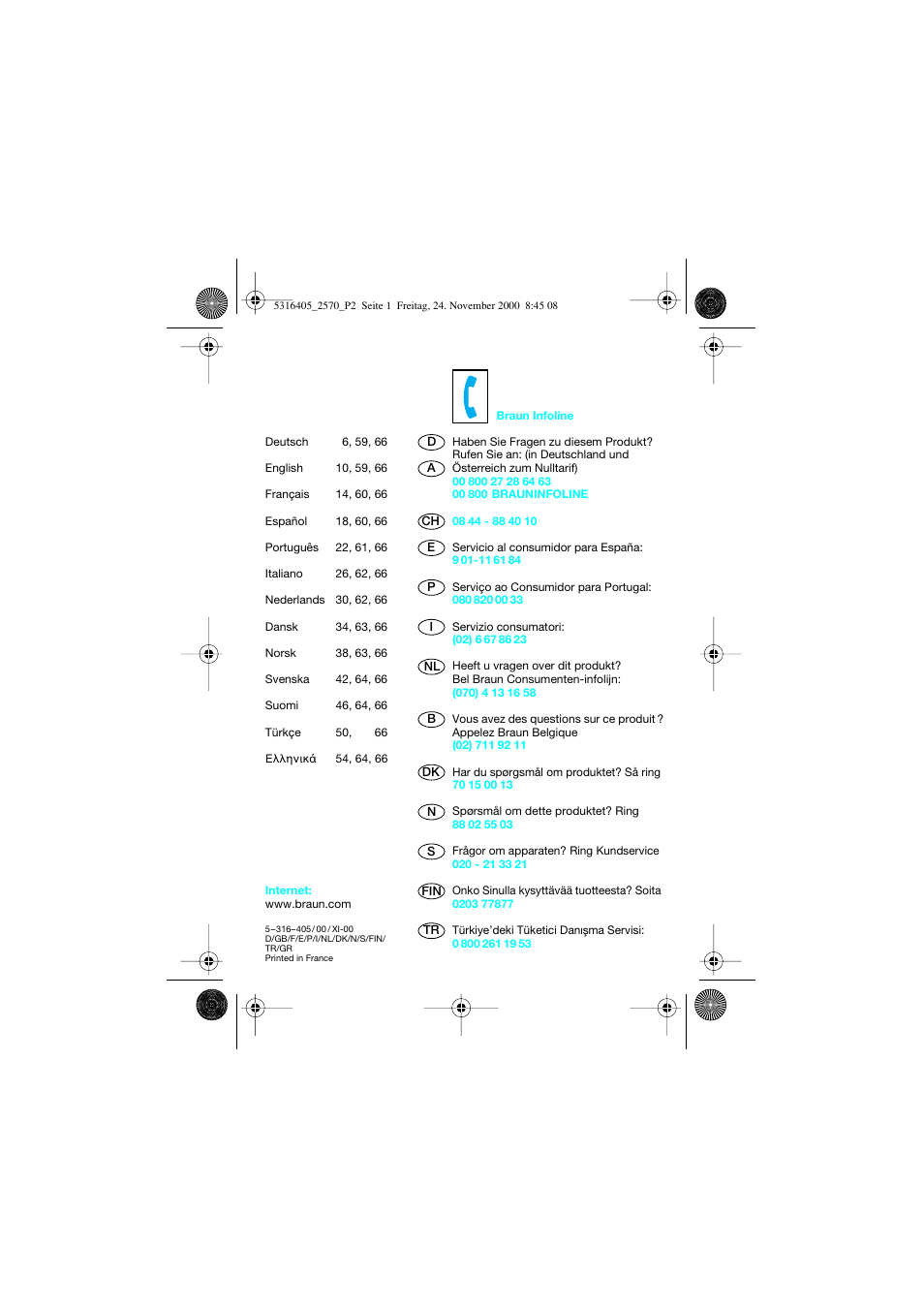 Braun 2550 EverSoft User Manual | Page 2 / 71