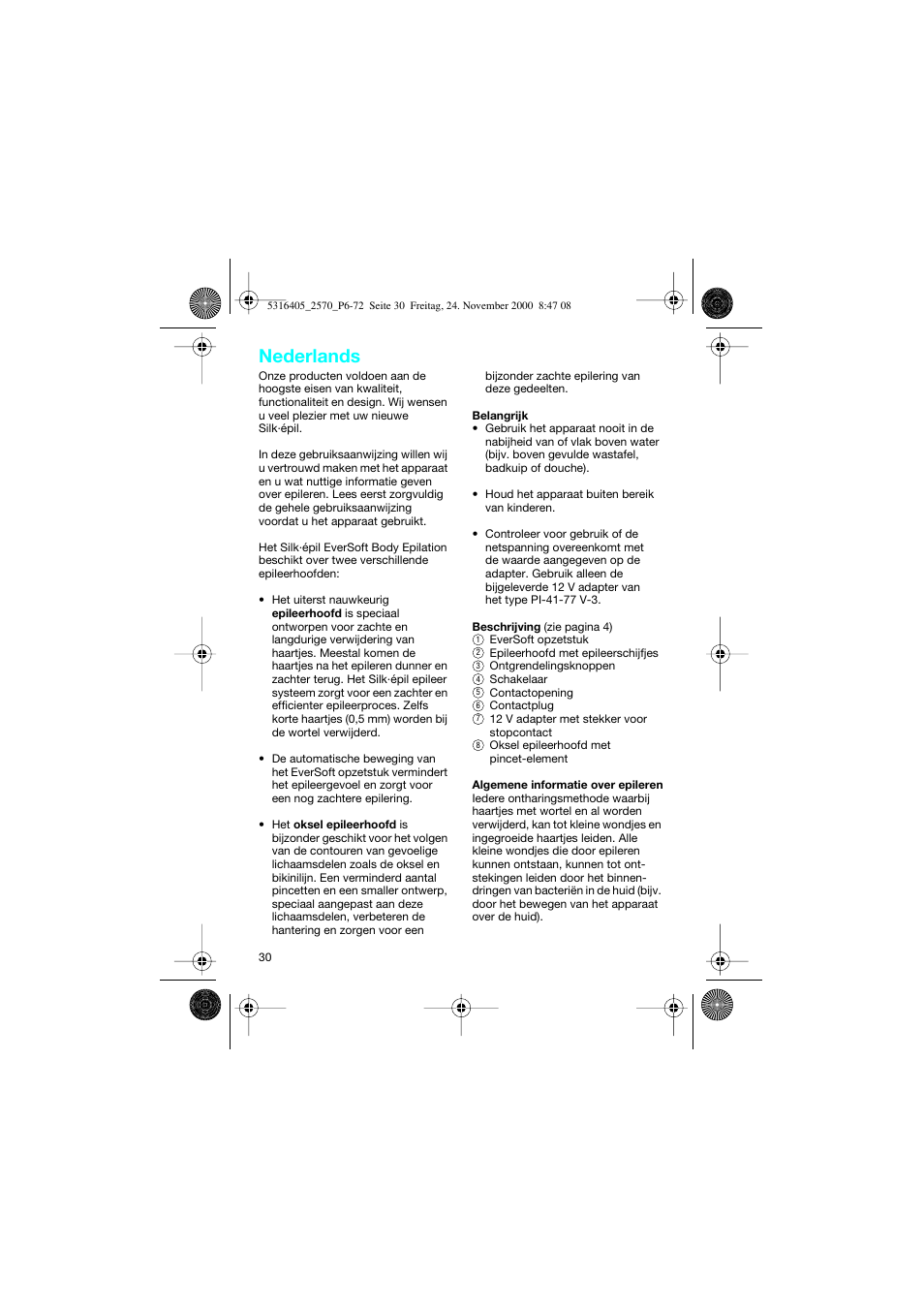 Nederlands | Braun 2550 EverSoft User Manual | Page 29 / 71