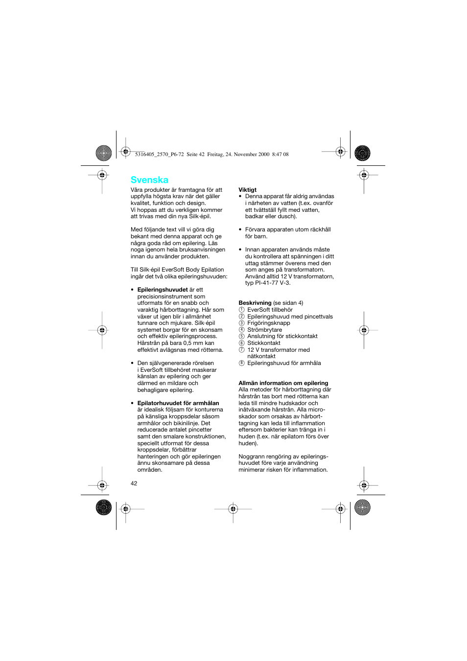 Svenska | Braun 2550 EverSoft User Manual | Page 41 / 71