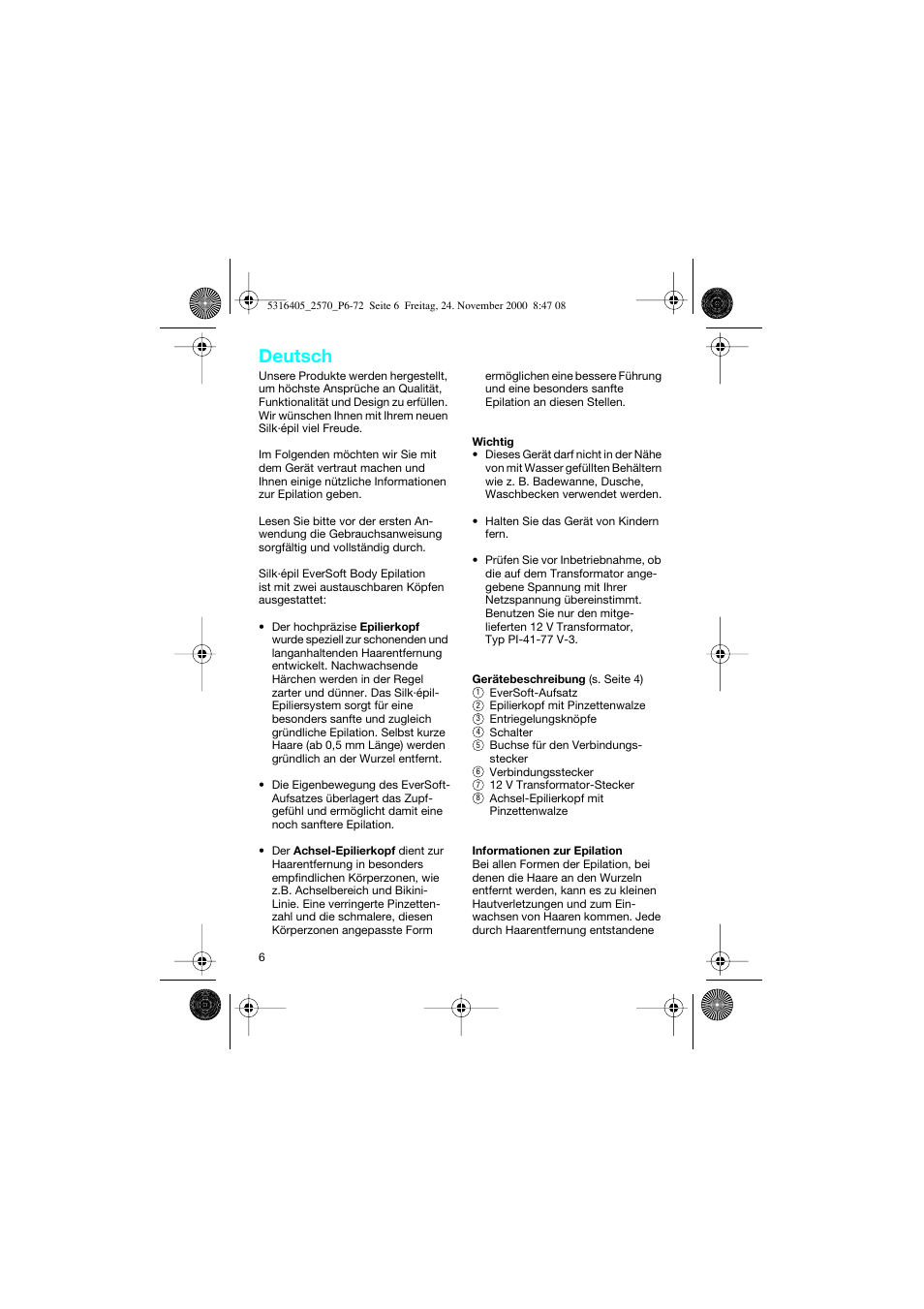 Deutsch | Braun 2550 EverSoft User Manual | Page 5 / 71