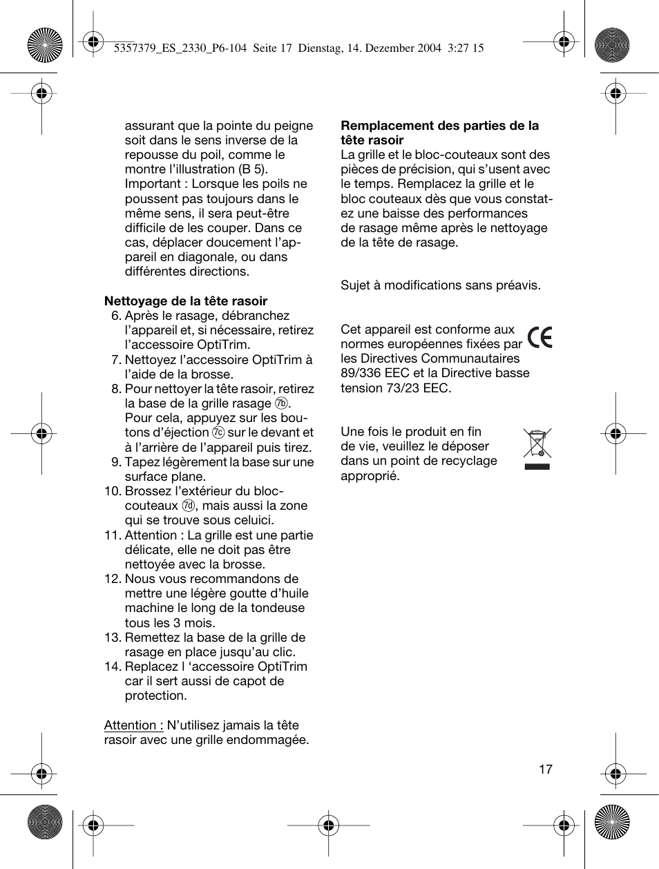 Braun 2330 Silk-épil EverSoft User Manual | Page 17 / 94