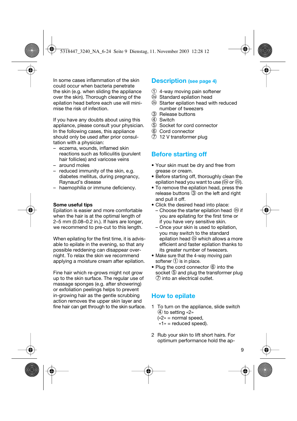 Braun 3240 Silk-épil SoftPerfection Easy Start User Manual | Page 8 / 23