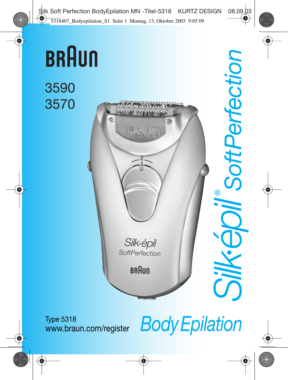 Braun 3570 Silk-épil SoftPerfection Body Epilation User Manual | 55 pages