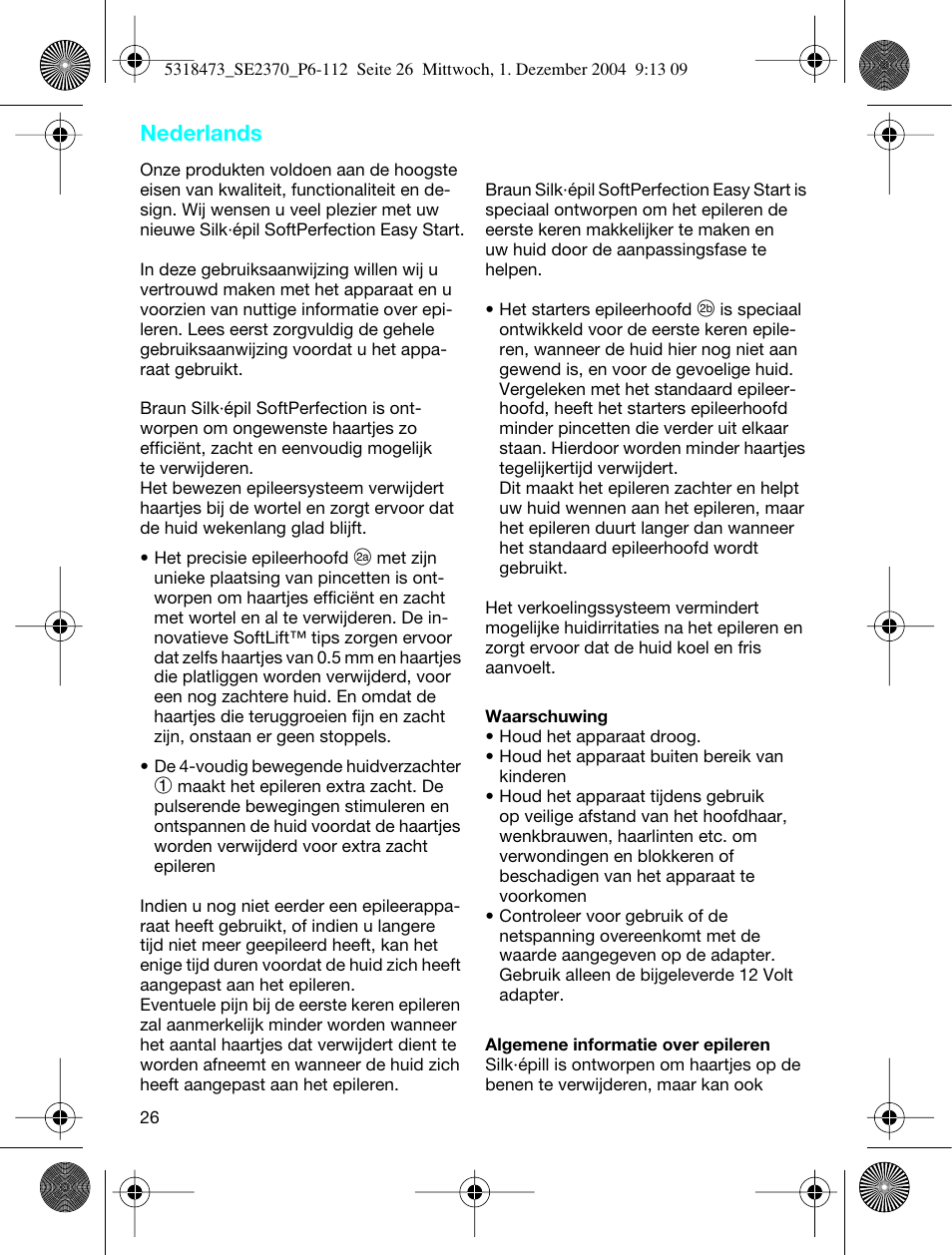 Nederlands | Braun 3270-5319 Silk-épil SoftPerfection Easy Start User Manual | Page 25 / 108