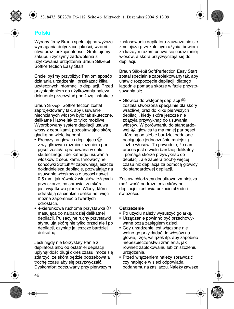 Polski | Braun 3270-5319 Silk-épil SoftPerfection Easy Start User Manual | Page 45 / 108