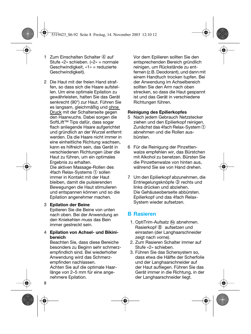 Braun 3390 Silk-épil SoftPerfection User Manual | Page 8 / 89