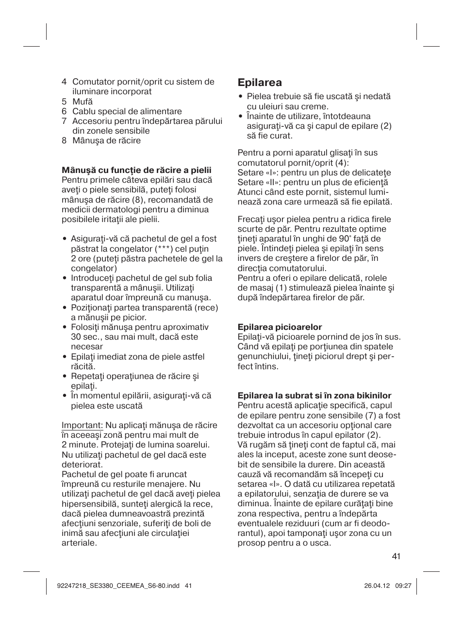 Epilarea | Braun 3380-5320 Silk-épil 3 User Manual | Page 40 / 76
