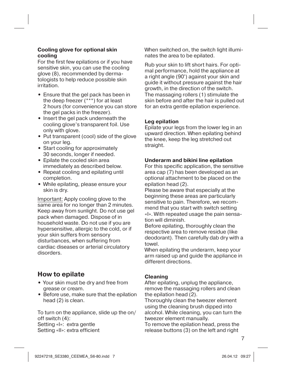 How to epilate | Braun 3380-5320 Silk-épil 3 User Manual | Page 6 / 76