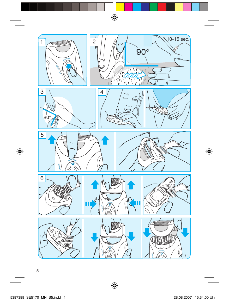 15 sec | Braun 5170 Silk-épil 5 User Manual | Page 4 / 48