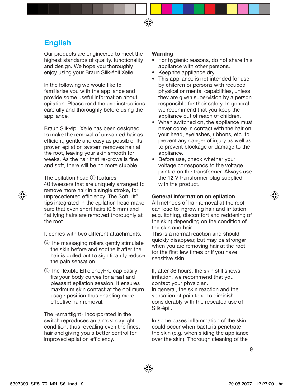 English | Braun 5170 Silk-épil 5 User Manual | Page 8 / 48