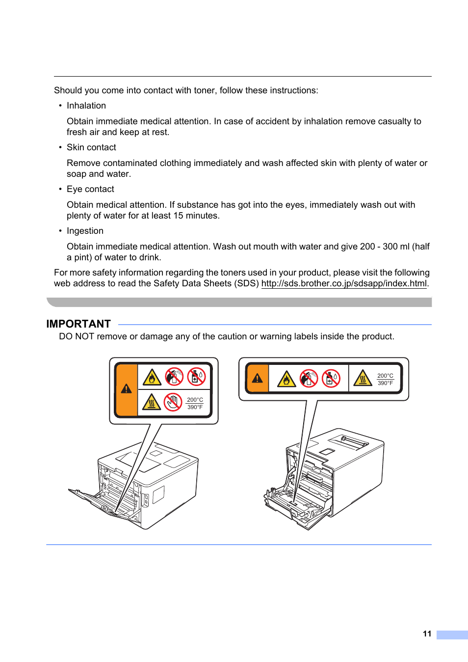Important | Brother HL-L8350CDW User Manual | Page 11 / 24