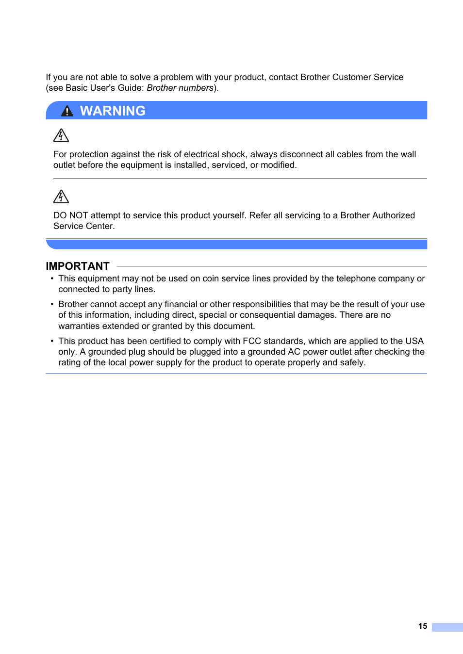 Warning, Important | Brother HL-L8350CDW User Manual | Page 15 / 24