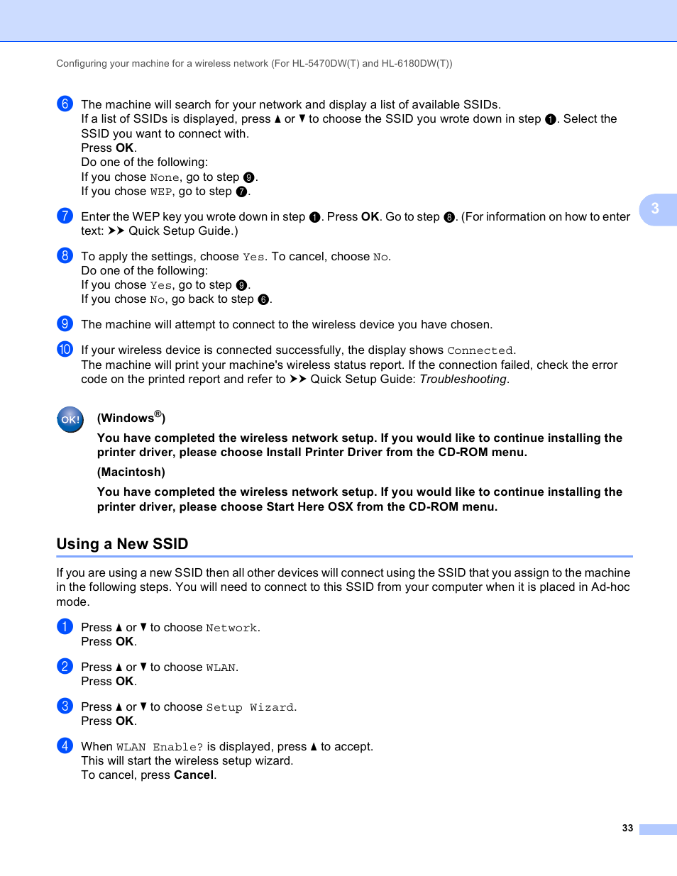 Using a new ssid | Brother HL 5450DN User Manual | Page 39 / 120