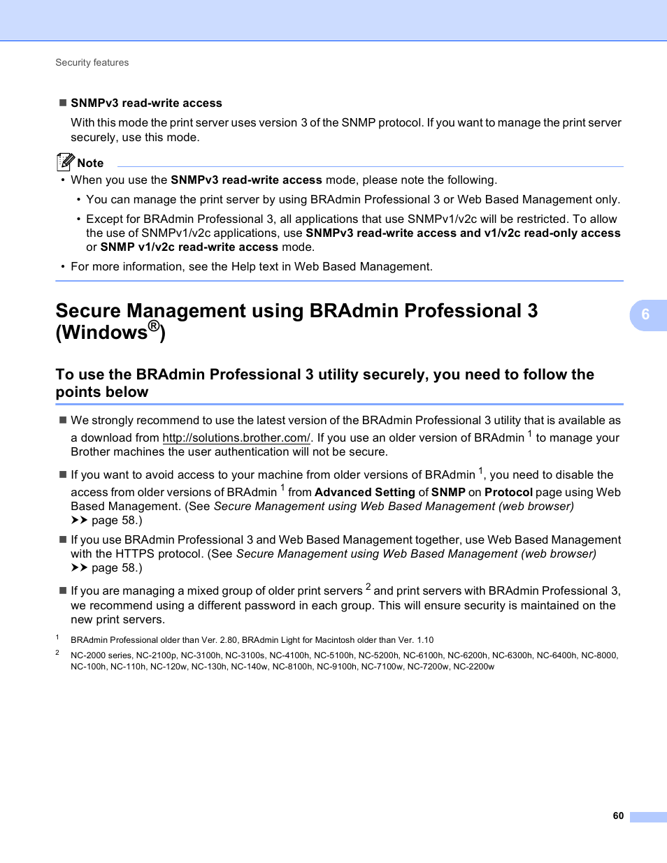 Secure management using, Bradmin professional 3 (windows | Brother HL 5450DN User Manual | Page 66 / 120