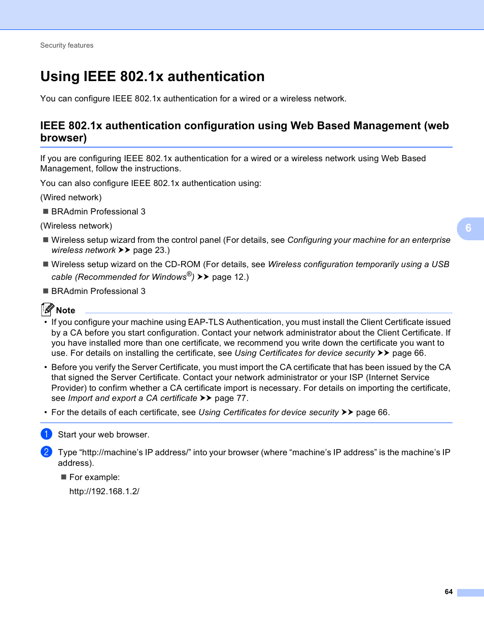 Using ieee 802.1x authentication | Brother HL 5450DN User Manual | Page 70 / 120
