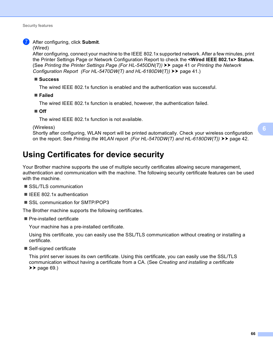 Using certificates for device security | Brother HL 5450DN User Manual | Page 72 / 120