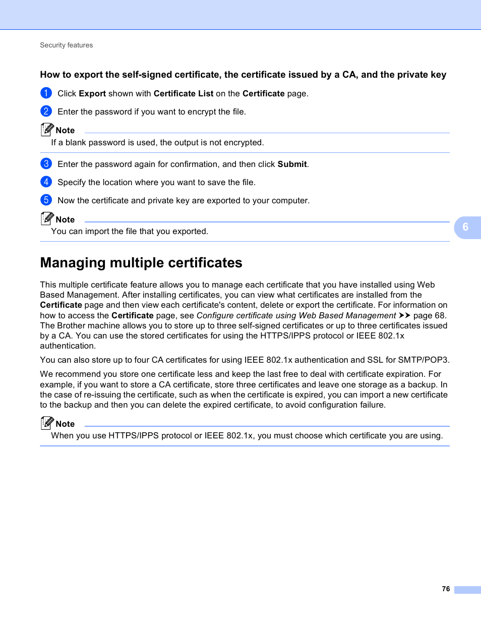 Managing multiple certificates | Brother HL 5450DN User Manual | Page 82 / 120