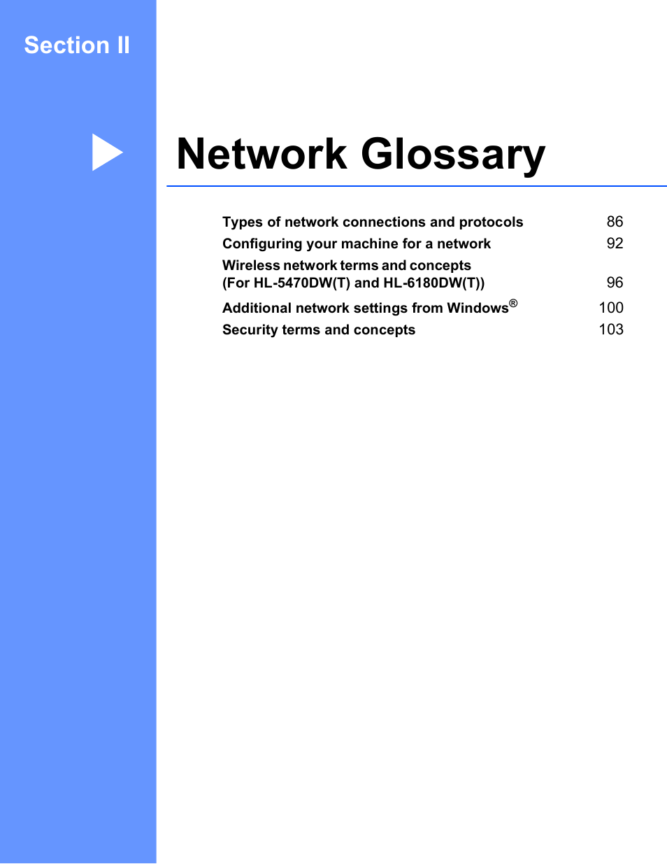 Section ii: network glossary, Section ii network glossary, Network glossary | Brother HL 5450DN User Manual | Page 91 / 120