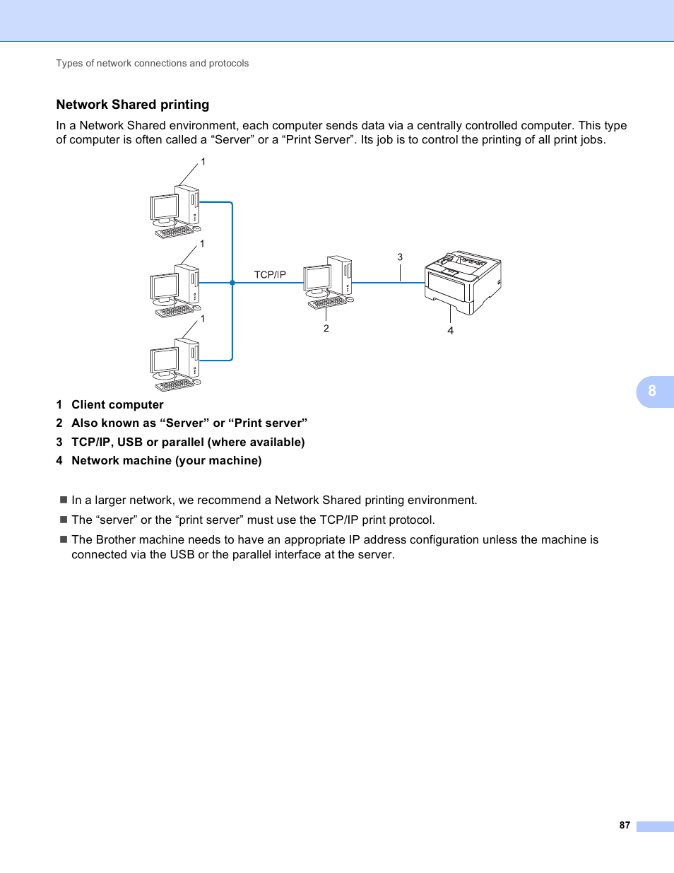 Network shared printing | Brother HL 5450DN User Manual | Page 93 / 120