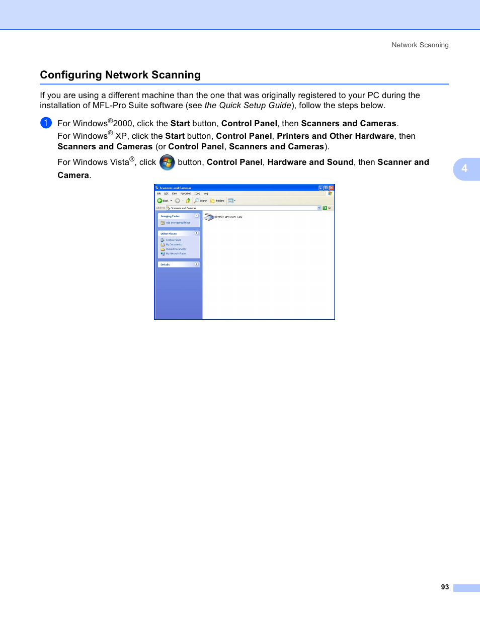 Configuring network scanning, 4configuring network scanning | Brother DCP 9040CN User Manual | Page 101 / 225
