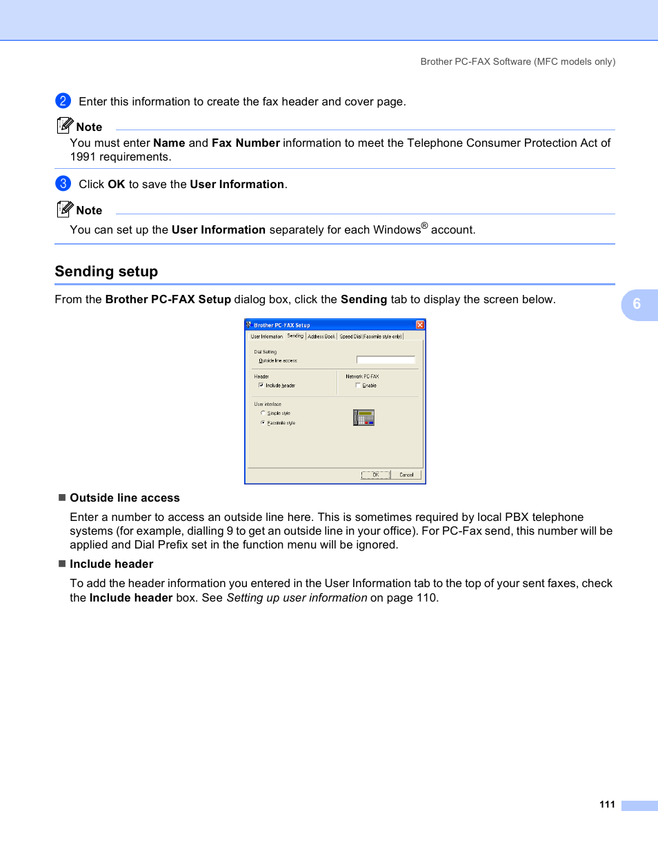 Sending setup | Brother DCP 9040CN User Manual | Page 119 / 225