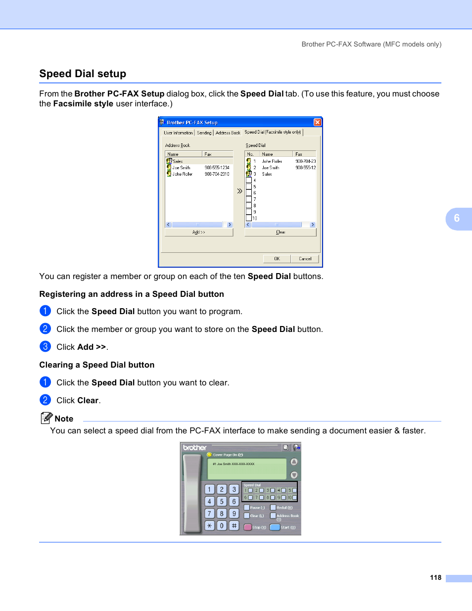 Speed dial setup, 6speed dial setup | Brother DCP 9040CN User Manual | Page 126 / 225