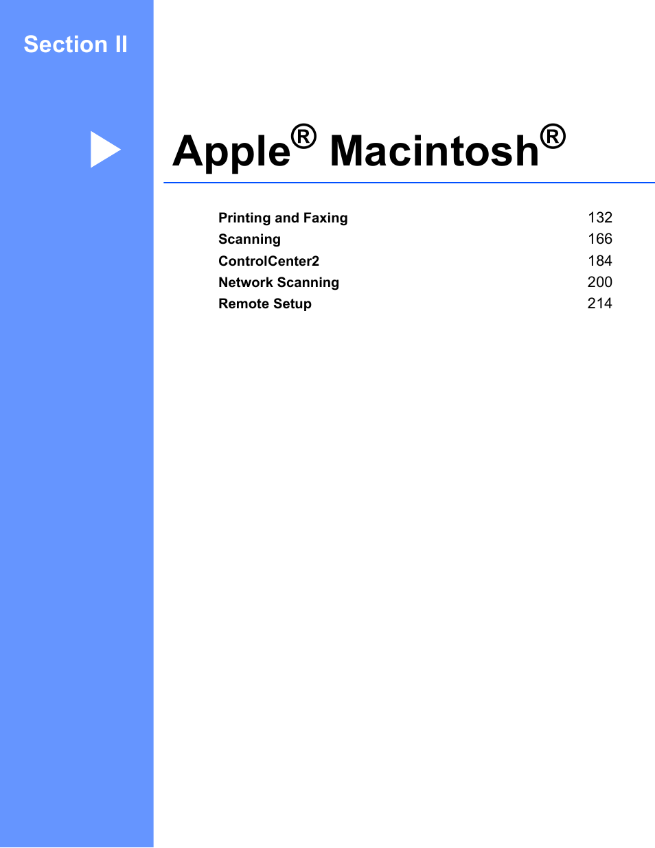Apple® macintosh, Section ii apple, Macintosh | Apple | Brother DCP 9040CN User Manual | Page 139 / 225