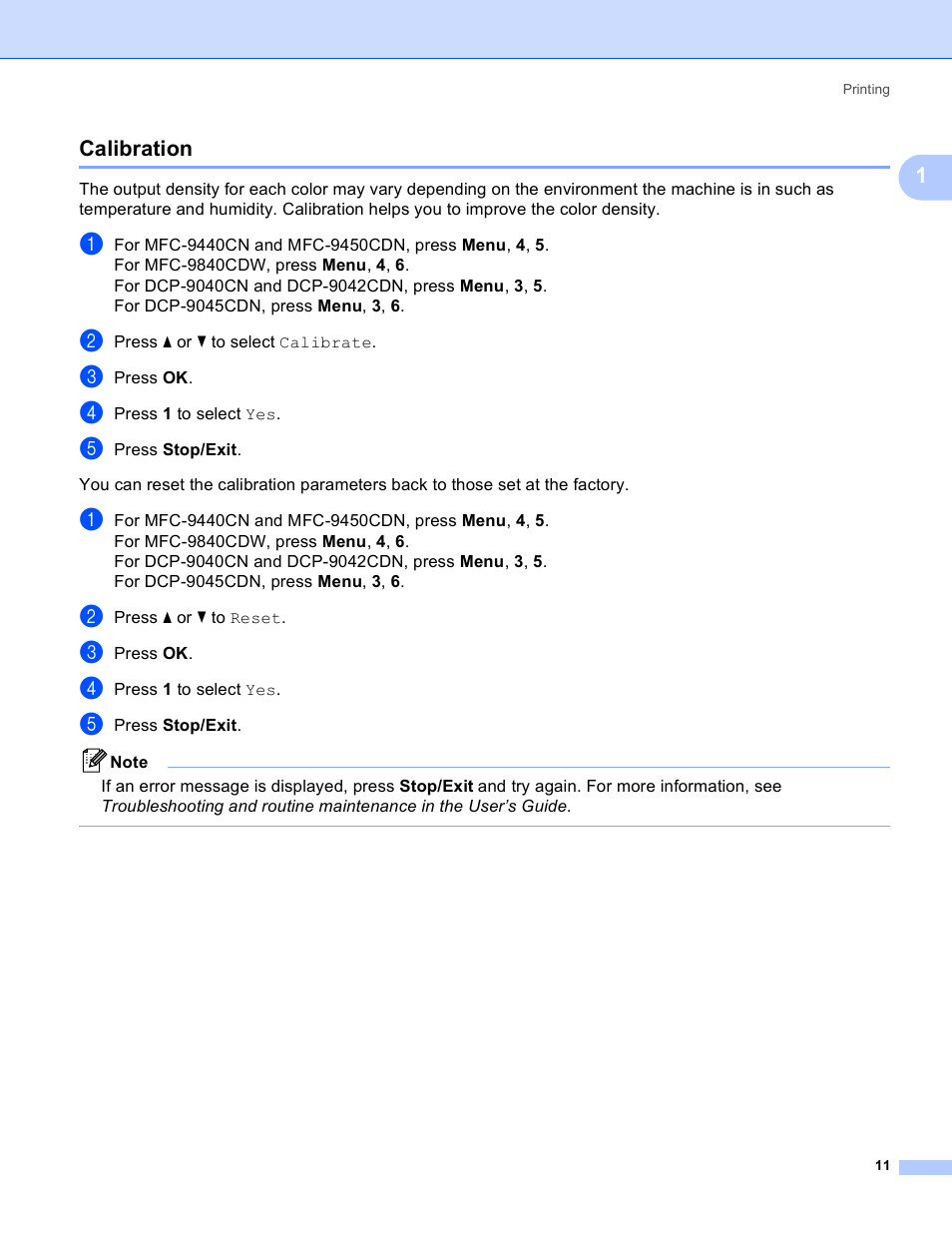 Calibration | Brother DCP 9040CN User Manual | Page 19 / 225