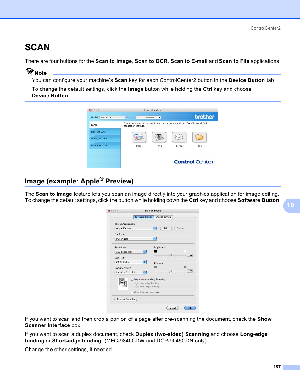 Scan, Image (example: apple® preview), Image (example: apple | Preview) | Brother DCP 9040CN User Manual | Page 195 / 225