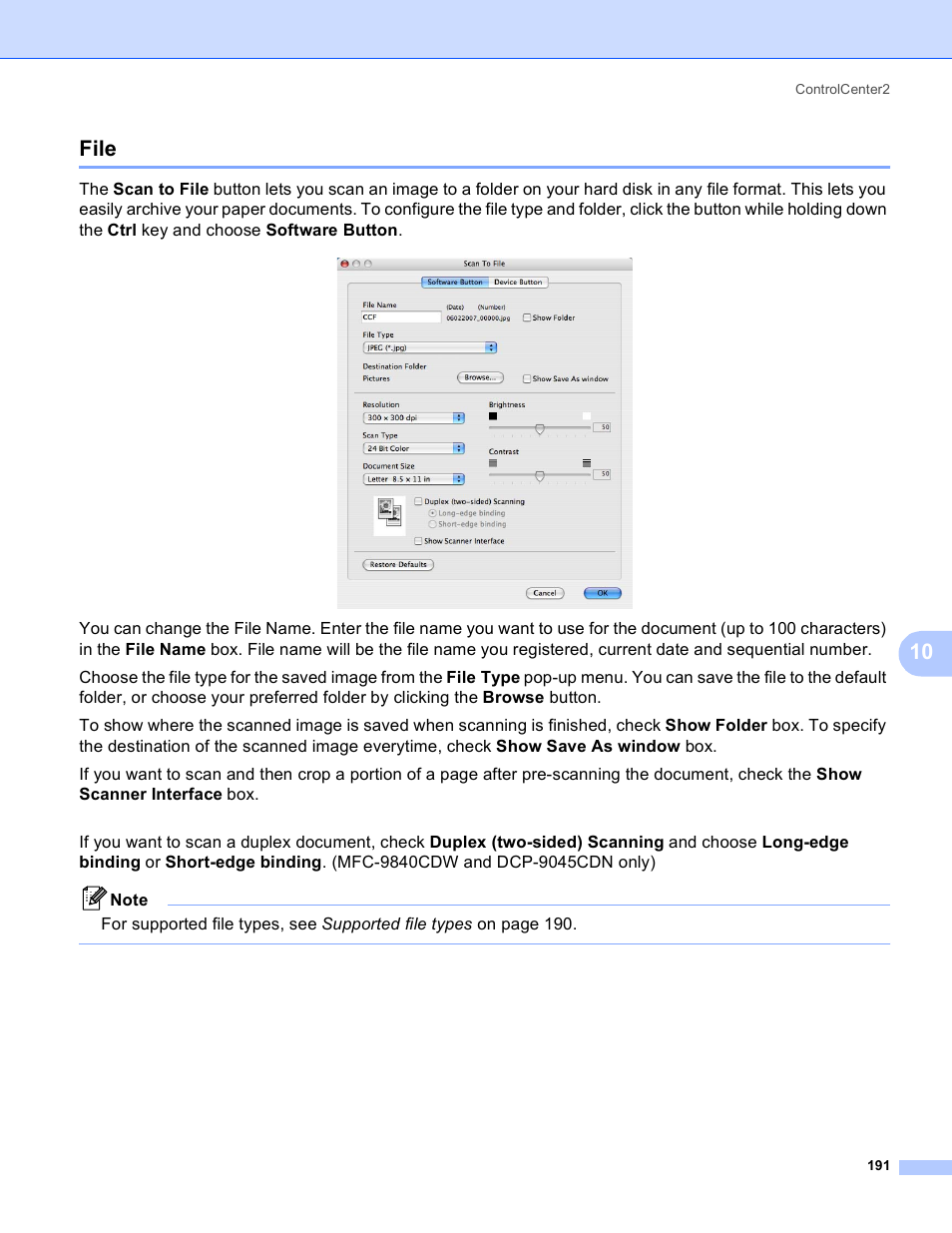 File, 10 file | Brother DCP 9040CN User Manual | Page 199 / 225